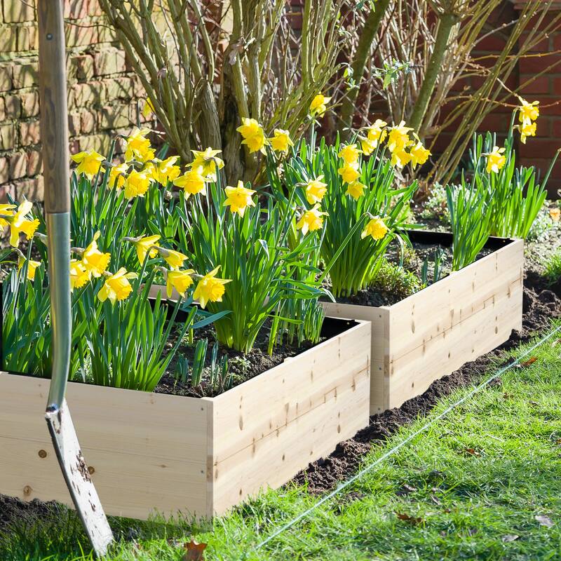 Wooden Raised Garden Bed Kit, Elevated Planter Box with Bed Liner for